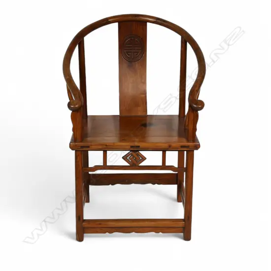 A Chinese 19thC Qing dynasty horseshoe armchair,